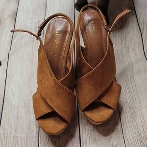 Super cute suede  cork wedges